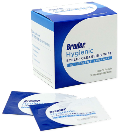 The Bruder Sx Pre-Surgical Patient Prep Kit includes hygienic eyelid wipes to help patients clean their eyes and prepare for surgery.